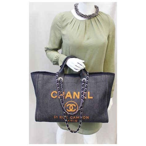 chanel studded calfskin deauville large shopping bag|chanel deauville denim bag.